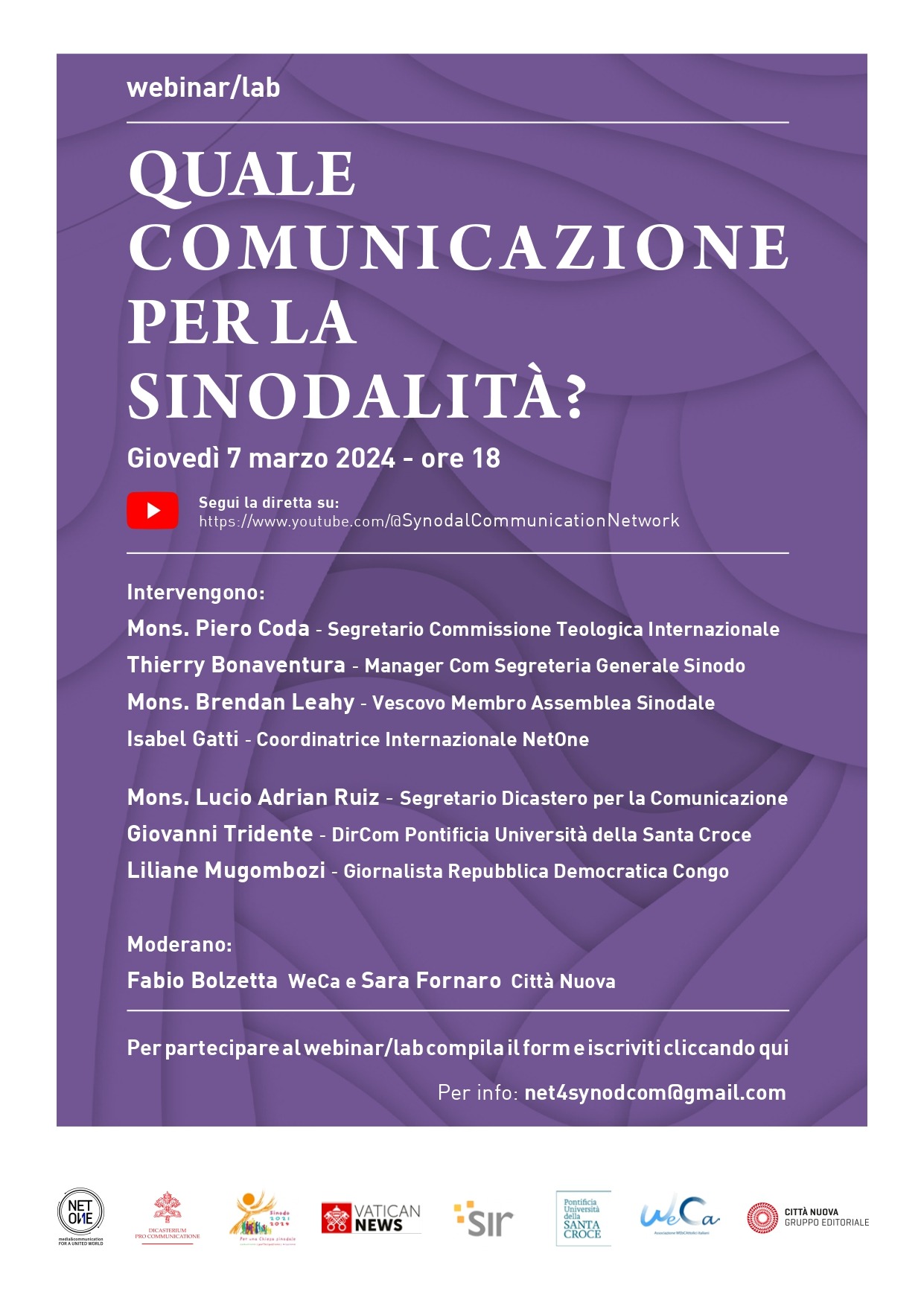 Webinar/Lab: "Quale comunicazione per la sinodalità?" 7 marzo 2024 ore 18.00